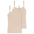Schiesser 2P Modal Essentials Spaghetti Strap Tops Beige Large Damen