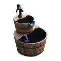 Outsunny Gartenbrunnen Zimmerbrunnen Wasserspiel Wasserfall Wasserpumpe, 27 cm Breite, Wasserbecken BxT: 44x44 cm, (Zierbrunnen, 1 tlg., Kaskadenbrunnen), Tannenholz, Dunkelbraun, 44,5 x 44,5 x 58,5 cm
