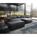 DELIFE Ecksofa Sirpio XL 270x170 cm Mikrofaser Vintage Anthrazit Recamiere variabel mit Hocker - Grau