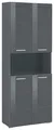 Hochschrank "Avena, Badezimmerschrank, Küchenschrank", Badezimmerhochschrank mit offenem Fach, 4 Türen und 4 Einlegeböden, grau/grau Hochglanz B/H/T: 73 cm x 190 cm x 31 cm