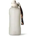 MAMEIDO Trinkflasche, mit 2-in-1 Deckel, Zeitmarkierung, Handschlaufe in 0,5l, 1l, 1,5l & 2l beige 2000 ml | 30.7 cm