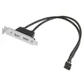 Aukson I00 USB Kabel Adapter 9-Pin Buchse auf 2X USB Buchse Slotblech – USB 2.0, Datenübertragungsrate bis 480 Mbit/s, 8 cm Slotblech, 30 cm Pfostenverbinder für Mainboard