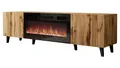 MIRJAN24 TV-Schrank Vamos 180 mit Elektrischem Kamin (mit 2 Türen) Realistische LED-Flamme mit Deko-Kristallen