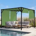 Pergola Baia, Garten Pavillon Terrassenüberdachung, stabiles 6cm-Stahl-Gestell + Schiebedach grün - 3x3m