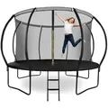Großes Gartentrampolin 366 cm mit Leiter und Sicherheitsnetz für Kinder - Schwarz