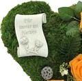 Grabgesteck Grabschmuck Grab Gesteck - Für immer im Herzen - 30cm Rosen orange