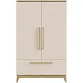 Paidi Babykleiderschrank Stiene, Eiche, Beige, Holz, Holzwerkstoff, Eiche, massiv, 4 Fächer, 1 Schublade(n) Schubladen, 123.30x200.00x57.20 cm, Blauer Engel, Goldenes M, Babymöbel, Babykleiderschrank