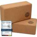 Yoga Block 2er Set VonBueren | Yoga Blöcke aus Kork | 22 x 12 x 7,5 cm je Yogablock | Yoga Zubehör für Damen und Herren | Hatha Klotz | Yogaklö... - Braun