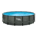 Aufstellpool Schwimmbad Schwimmbecken Rattanoptik Komplettset grau Ø488cm Summer