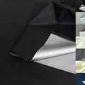 TOLKO Sonnenschutz Stoff mit silber Thermo-Beschichtung | gute Lichtdichte | Verdunklungsstoff Meterware blickdicht Beschattung Gardinen Verdunklungsvorhänge Hitzeschutz Stoffe zum Nähen (Schwarz)