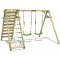 Schaukelgestell Kinderschaukel Jollyjungle Schaukel, Schaukelgerüst, Doppelschaukel, Holzschaukel Mit Kletteranbau - Apfelgrün - Fatmoose