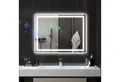 HOMCOM Badspiegel mit Bluetooth-Musikfunktion Memory-Funktion Uhr 3 Lichtfarben (LED Spiegel Wandspiegel, 1-St., Beschlagfrei Lichtspiegel), mit Touchschalter Silber