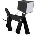 Relaxdays Tischlampe, Schwarz, Holz, Kunststoff, LED integriert, 28x30x9 cm, Lampen & Leuchten, Innenbeleuchtung, Kinderzimmerlampen