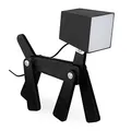 Relaxdays Tischlampe Hund, individuell verstellbar, Holz, LED Nachttischlampe Kinder, Tischleuchte Kinderzimmer, schwarz, 30 x 28 x 9 cm
