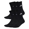 adidas Unisex Cushioned Crew Socks 6 Pair Pack, black/black/white, 37-40