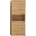 Hochschrank INOSIGN "Avena, Badezimmerschrank, Küchenschrank", braun (asteichefarben), B:73cm H:190cm T:31cm, Schränke, Badezimmerhochschrank mit offenem Fach, 4 Türen und 4 Einlegeböden