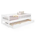 Ehrenkind® Kinderbett Lille | Kinderbett 90x200 cm inkl. abnehmbaren Rausfallschutz und Bettkasten aus Massivholz FSC® zertifziert | Jugendbett 90x200 Weiß