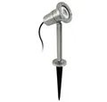 EGLO LED Pollerleuchte NEMA Erdspieß, Strahler, Außenbeleuchtung, silber, GU10, IP54, LED wechselbar, Warmweiß, Bodenspieß, Leuchtenspot verstellbar, Garten, Terrasse, 24x11x8,5cm