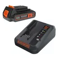 Black+Decker 18V Akku- und Ladegerät-Starter-Set, mit 2,0Ah Lithium-Ionen-Akku und 2A Schnellladegerät, kompatibel mit POWERCONNECT 18V Akku-Werkzeugen, BDC2A20-QW