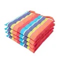 Homescapes 4er Set Stuhlkissen 40x40 cm bunt gestreift – Sitzkissen Outdoor/Indoor, Oeko-TEX-Zertifiziert, Sitzpolster waschbar für Esszimmer-, Küchen- & Gartenstühle