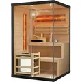 Saunakabine Vantaa 120 Mit Salzstein - Indoor Sauna 2 Personen - 3,5kw Ofen, Glasfront, Led Licht, Thermometer & Sanduhr - Komplett Set - Artsauna