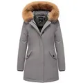 REPUBLIX Winterjacke TORI Damen Gefütterte Dicke Winter Jacke Mantel Parka mit Kapuze grau 3XL
