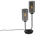 Art-deco-tischlampe Schwarz Mit Rauchglas 2-flammig – Laura
