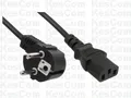 Netzkabel Schutzkontakt gewinkelt auf Kaltgerätestecker 3x0,75qmm 1,3m