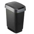 Rotho 1754508850 Mülleimer 50 l Polypropylen (L x B x H) 29.8 x 40.1 x 60.2 cm Schwarz, Silber 1 St.