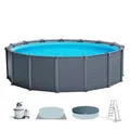 INTEX Swimming Pool Ø478x124 Intex Graphite Grey Schwimmbad mit Sandfilter Pumpe