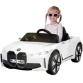 Kinder-Elektroauto BMW i4, Fernbedienung, LED-Beleuchtung, Soft-Start-Funktion (Weiß)
