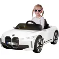 Actionbikes Motors Kinder Elektro Auto BMW i4 | Kinderfahrzeug - Elektroauto mit Fernbedienung - Bluetooth - USB - MP3 - AUX - Ab 3 Jahre (Weiß)