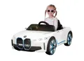 Kinder-Elektroauto BMW i4, Fernbedienung, LED-Beleuchtung, Soft-Start-Funktion (Weiß)