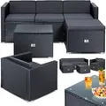 Polyrattan Lounge Aruba – Gartenlounge Für 4-5 Personen Gartenmöbel-set Sitzgruppe Aus 3er Gartensofa Sessel Hocker Und Beistelltisch Anthrazit - Kesser