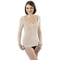 Albert Kreuz Unterhemd tiefer Rundausschnitt atmungsaktiv Langarm (kein Set, kein Set) beige S