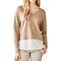 heine Troyer TRAVEL COUTURE BY HEINE Damen 2-in-1-Feinstrickpullover, sand-creme 36/38