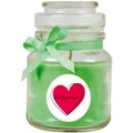 HS Candle Duftkerze & Bonbon Glas Herzen Kokos Grün