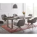 DELIFE Esstisch Edge 200x100 XL Akazie Platin Edelstahl Schmal Live-Edge, Esstische, Baumkantenmöbel, Massivholzmöbel, Massivholz