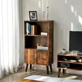 VASAGLE Retro Bücherregal mit 2 Ablagen und Türen aus Holz 120 x 60 x 30 cm Bücherschrank Holzoptik Vintage LBC09BX - Braun/Schwarz