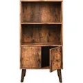 Vasagle Bücherregal LBC09BX, vintage braun, aus Holz, 3 Fächer & 2 Türen, 60 x 120 x 30cm