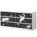 Sunnywall® Möbelfolie passend für IKEA Malm Kommode Schrankfolie Aufkleber mit Astronaut im Raumschiff Motiv | blasenfrei verkleben | Kinderzimmer 6er 160 cm