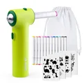JOLLY Airbrush Textil Set, inkl. 12 Textilmarker mit Doppelspitze, 4 Schablonen und 1 Sportbeutel, leuchtende und satte Farben, nach Fixierung Waschmaschinenfest, Textilfarbe zum sprühen