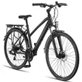 Licorne Bike Premium Touring Trekking Bike in 28 Zoll - Fahrrad für Jungen, Mädchen, Damen und Herren - 21 Gang-Schaltung - Mountainbike - Crossbike Farbe:Schwarz;Stil:Damen