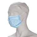 Mundschutz Premium OP 3-lagig in Blau | 50 Stück Type II mit CE | Elastikbändern in Komfortlänge, Nasenflügel & Ohrenschlaufe | Ideal für Labor, OP, Reinigungsarbeiten uvm.