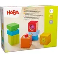 Haba Bausteine Entdeckerbausteine Klangspaß, Mehrfarbig, Holz, Kunststoff, 6-teilig, Buche, 4x4x4 cm, unisex, Geräuscheffekte, Spielzeug, Babyspielzeug, Motorikspielzeug