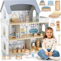 Mamabrum großes Holz-Puppenhaus für Kinder mit modernem Zubehör