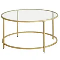 VASAGLE Couchtisch rund Glas gold 84,0 x 84,0 x 45,5 cm, 1 St.