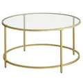 VASAGLE Runder Couchtisch, Wohnzimmertisch mit Stahlgestell, Salontisch, Beistelltisch, golden LGT21G