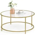 Runder Couchtisch, Wohnzimmertisch mit Stahlgestell, Salontisch, Beistelltisc...