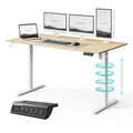 NOJO LIGHT Schreibtisch Höhenverstellbarer Elektrisch Stabil Ergonomisch Für Gamer Home-Office MemorySystem 140 x 70 cm 70kg Tragkraft Weiß Hell... - Weiß